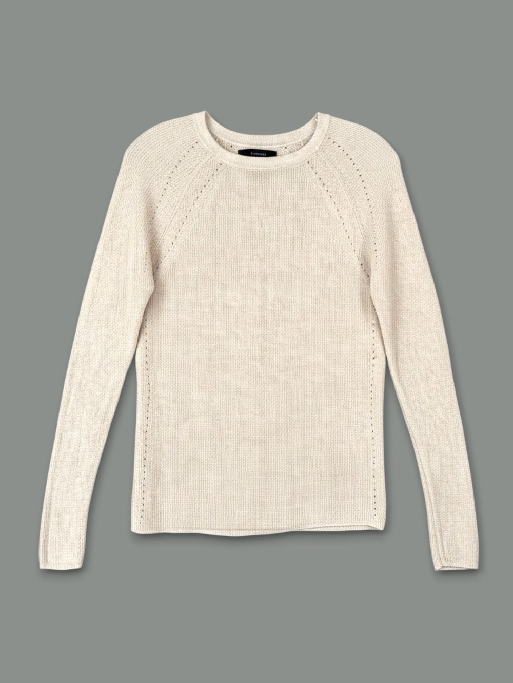 T Tahari‎ Lightweight Fine Knit Sweater Beige XS Crewneck Minimalist